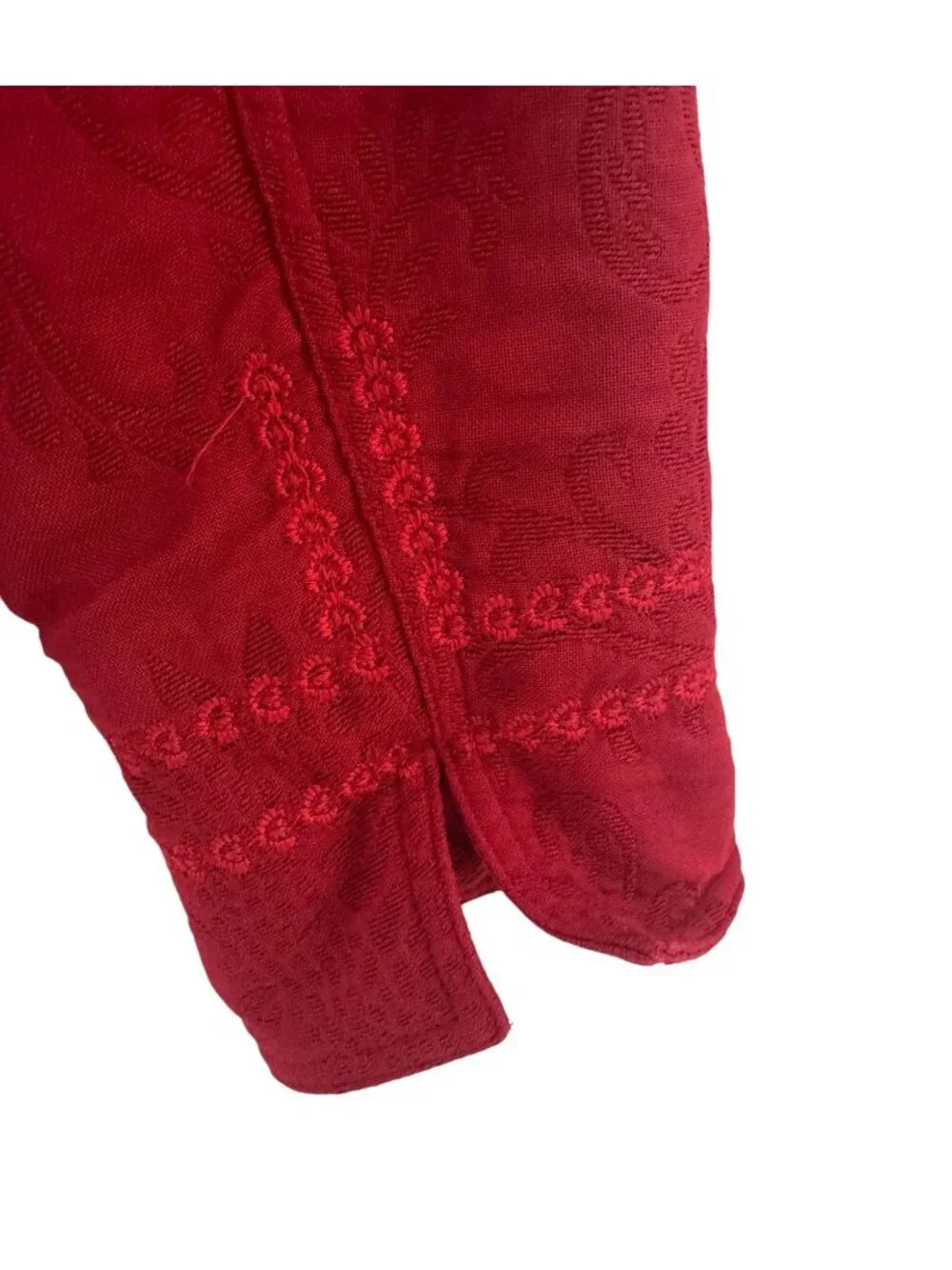 Coldwater Creek Red Jacquard Button Jacket Size 14 Blazer Pockets Coat Holiday
